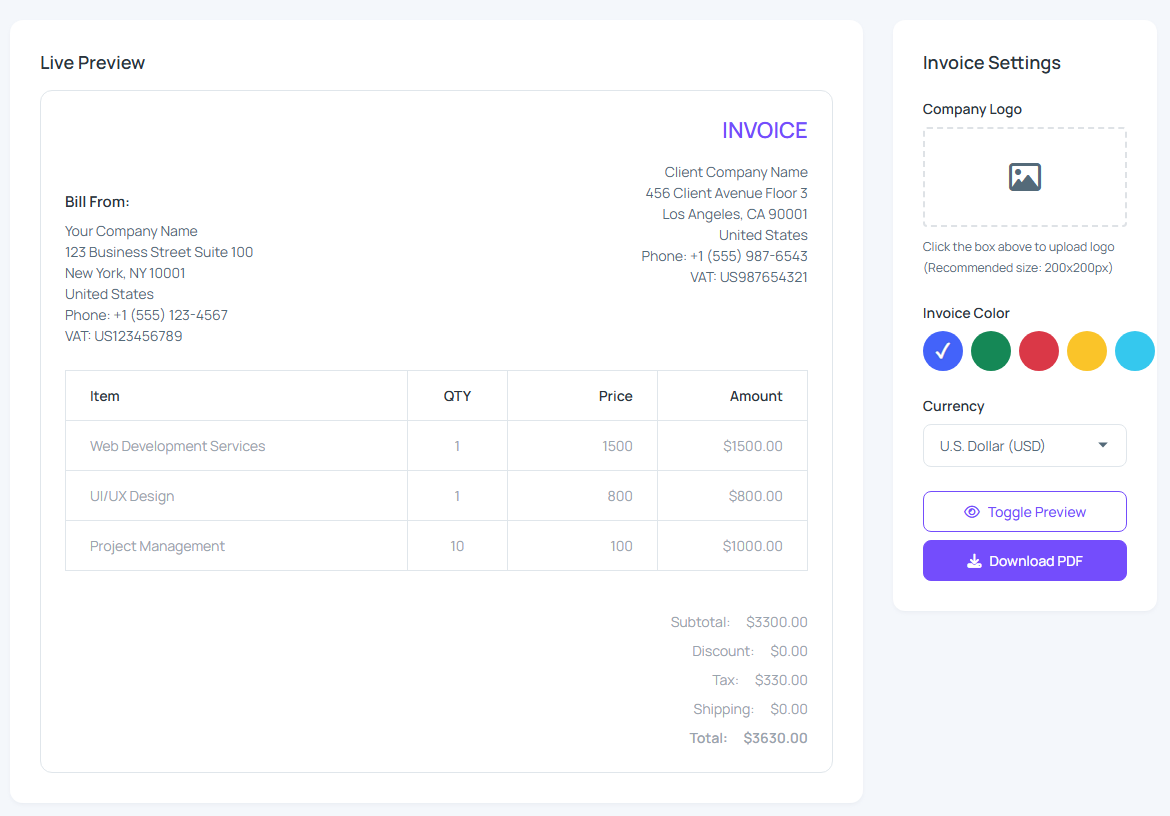 უფასო ანგარიშ-ფაქტურის გენერატორი